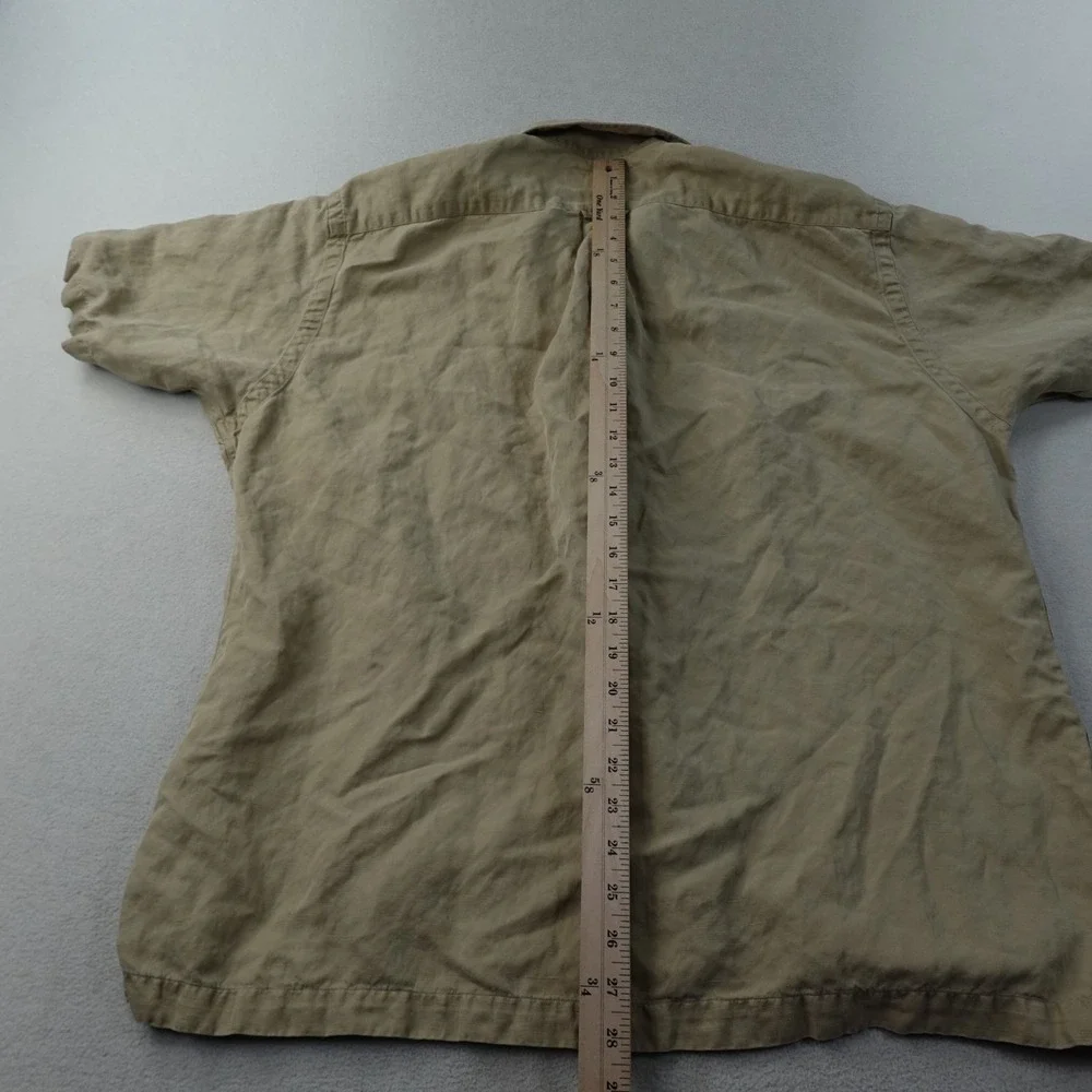 Polo Ralph Lauren Caldwell Shirt Mens XL Beige Silk Linen Camp Collar Button Up